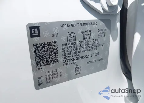 2019 Cadillac Xt5 Platinum из США, поврежденный, VIN 1GYKNGRS5KZ138133